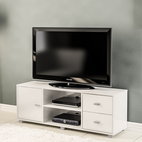 Photo of Coven high gloss tv stand with 1 door in white