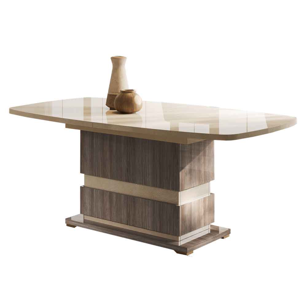 Losea High Gloss Extending Dining Table in Brown Marble Effect