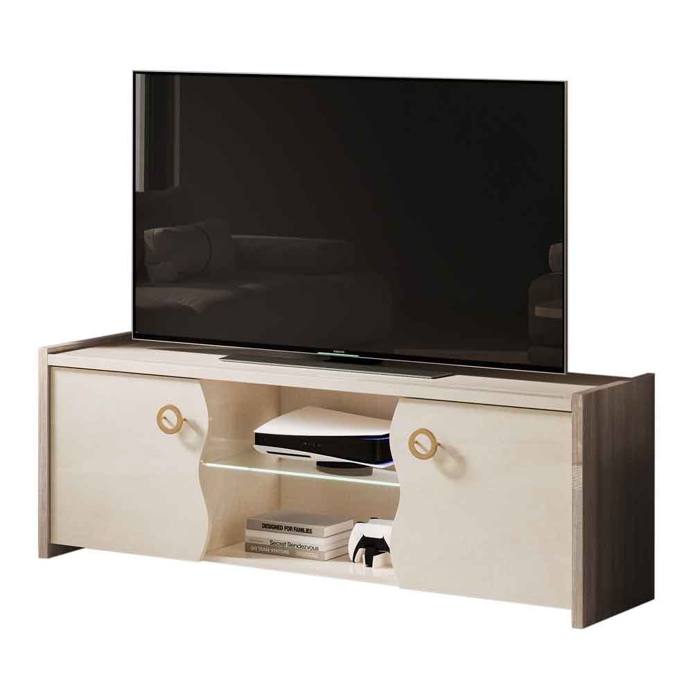 Losea High Gloss TV Stand in Brown Marble Effect