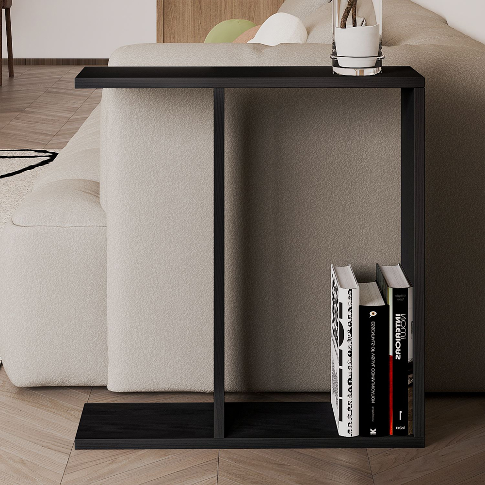 Lotus Wooden Side Table in Black