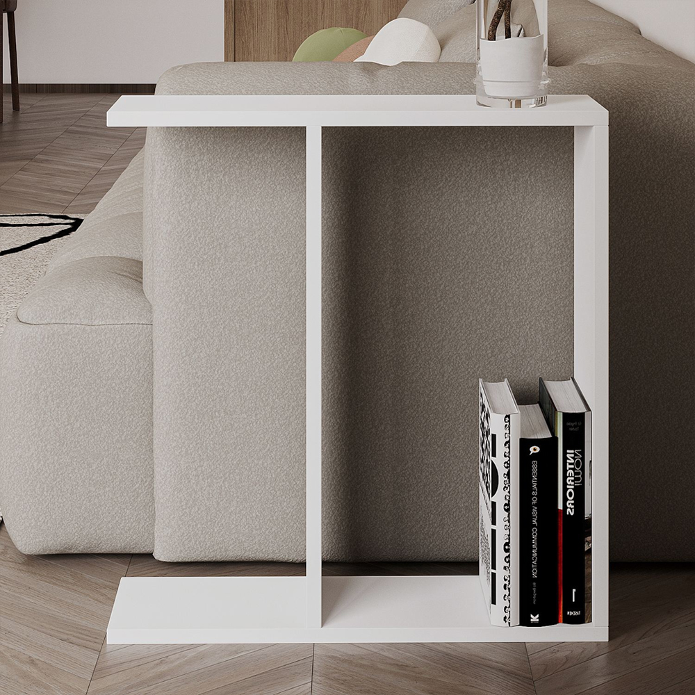 Lotus Wooden Side Table in White