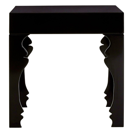 Louis Rectangular High Gloss Side Table In Black