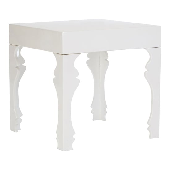 Louis Rectangular High Gloss Side Table In White