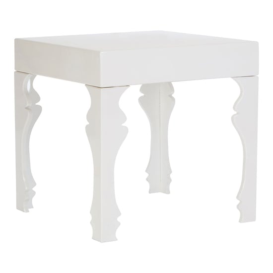 Photo of Louis rectangular high gloss side table in white