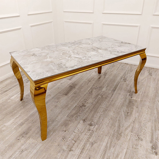 Photo of Laval small sintered stone top dining table in ash grey