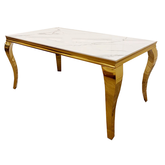 Photo of Laval small sintered stone top dining table in polar