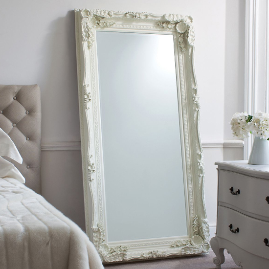 Product photograph of Louisa Rectangular Leaner Mirror In Cream Frame from Furniture in Fashion