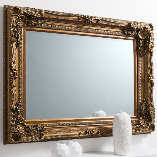 Louisa Rectangular Wall Mirror In Gold Frame_1