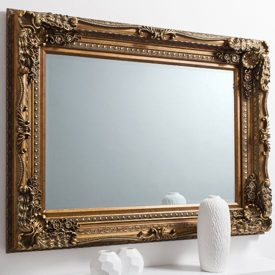 Product photograph of Louisa Rectangular Wall Mirror In Gold Frame from Furniture in Fashion