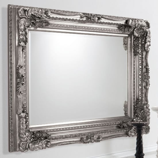 Product photograph of Louisa Rectangular Wall Mirror In Silver Frame from Furniture in Fashion