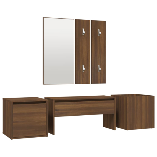Louise Wooden Hallway Furniture Set In Brown Oak_3