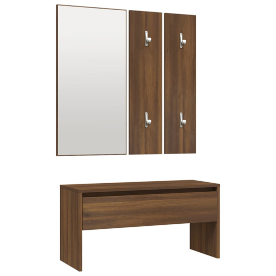 Louise Wooden Hallway Furniture Set In Brown Oak_5