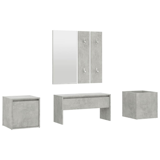Louise Wooden Hallway Furniture Set In Concrete Effect