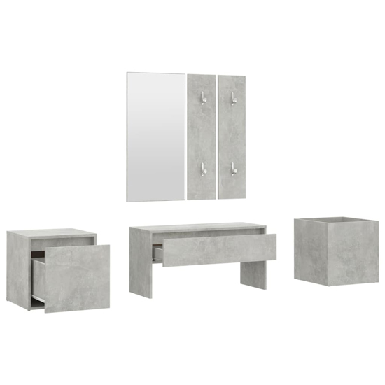 Louise Wooden Hallway Furniture Set In Concrete Effect