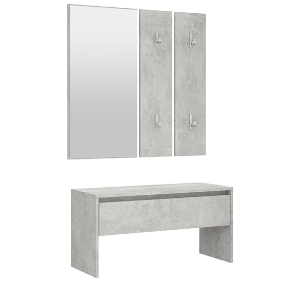 Louise Wooden Hallway Furniture Set In Concrete Effect