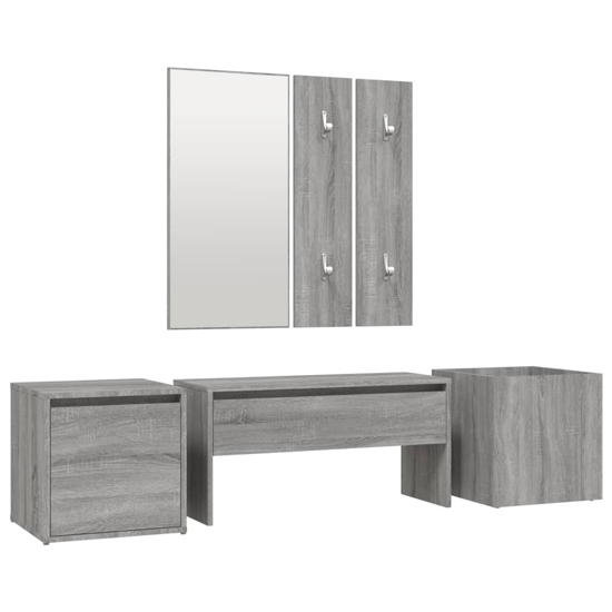 Louise Wooden Hallway Furniture Set In Grey Sonoma Oak_3