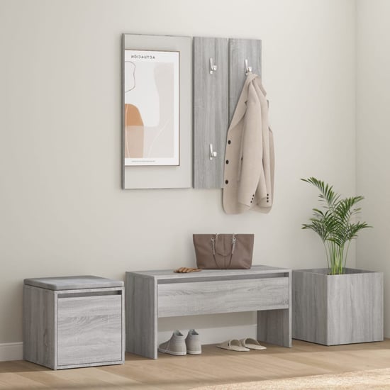 Read more about Louise wooden hallway furniture set in grey sonoma oak