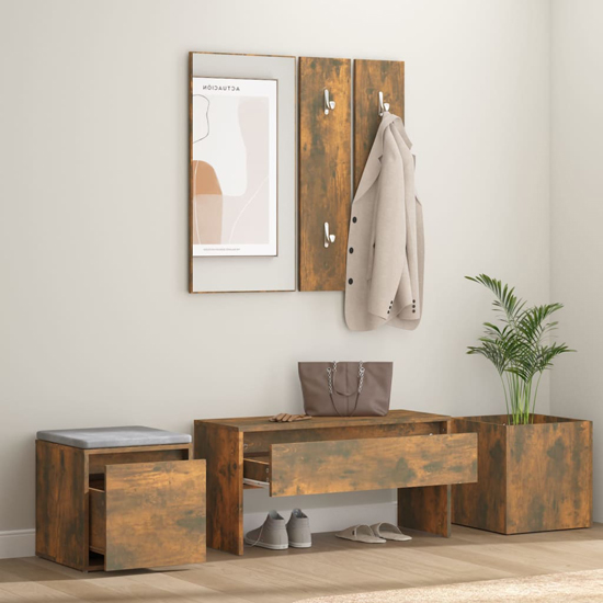Louise Wooden Hallway Furniture Set In Smoked Oak_2