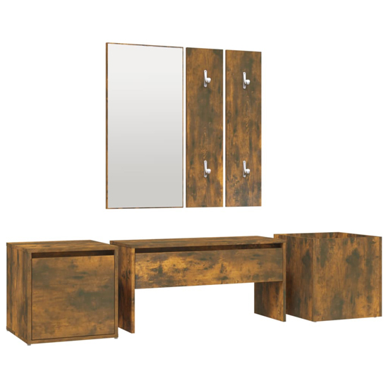 Louise Wooden Hallway Furniture Set In Smoked Oak_3