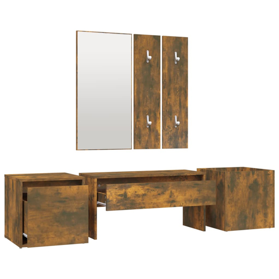 Louise Wooden Hallway Furniture Set In Smoked Oak_4