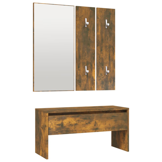 Louise Wooden Hallway Furniture Set In Smoked Oak_5