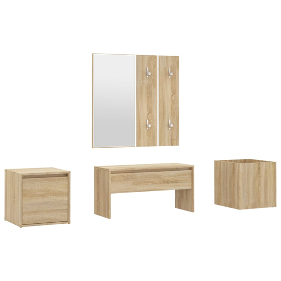 Louise Wooden Hallway Furniture Set In Sonoma Oak