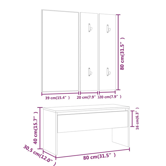 Louise Wooden Hallway Furniture Set In Sonoma Oak