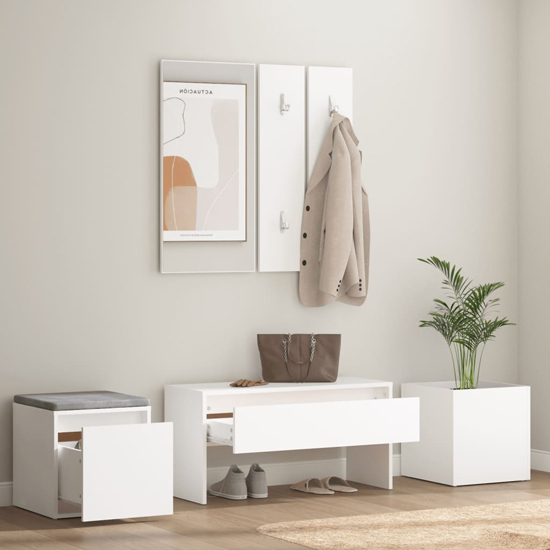 Louise Wooden Hallway Furniture Set In White_2