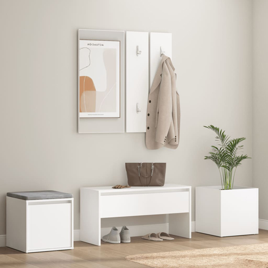 Louise Wooden Hallway Furniture Set In White