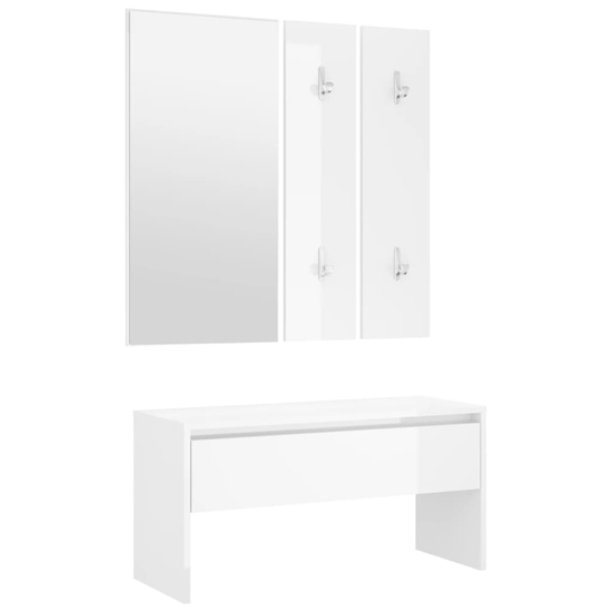 Louise High Gloss Hallway Furniture Set In White_5