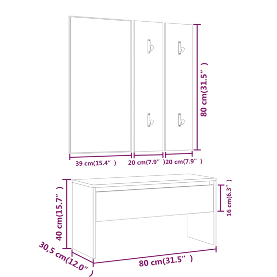 Louise High Gloss Hallway Furniture Set In White_8