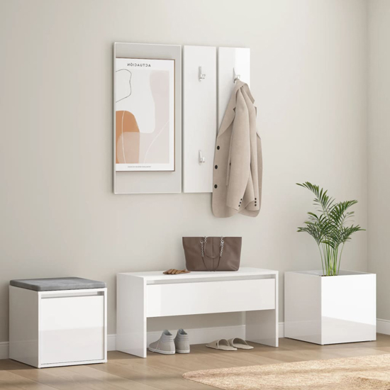 Read more about Louise high gloss hallway furniture set in white