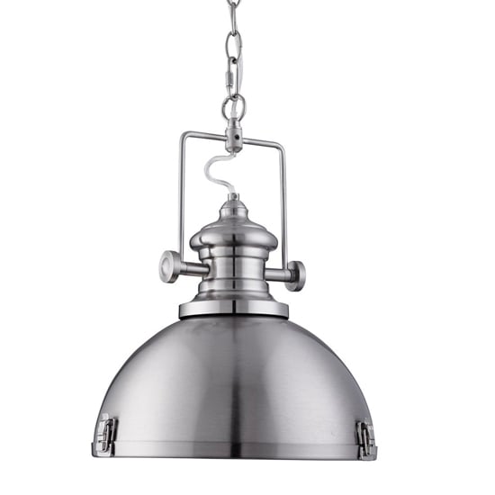 Product photograph of Louisiana Industrial Ceiling Pendant Light In Satin Silver from Furniture in Fashion