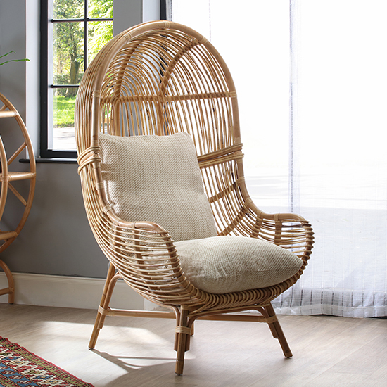 Product photograph of Loum Rattan Armchair With Jasper Seat Cushion from Furniture in Fashion