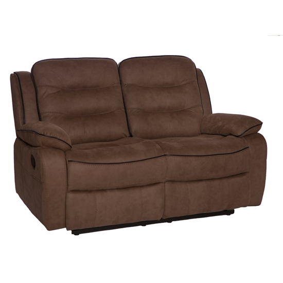 Lovell Fabric Recliner 2 Seater Sofa In Brown