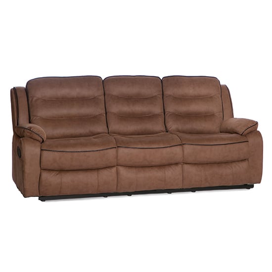 Lovell Fabric Recliner 3 Seater Sofa In Brown