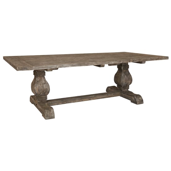 Photo of Lovito rectangular wooden dining table in rustic teak