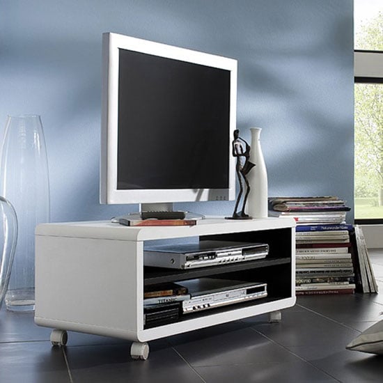 Portable TV Stands With Wheels - Furniture in Fashion Blog - Jeff7 Lowboard LCD TV Stand In White And Black With Wheels