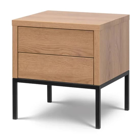 Product photograph of Lowell Wooden Bedside Cabinet With 2 Drawers In Caramel Oak from Furniture in Fashion