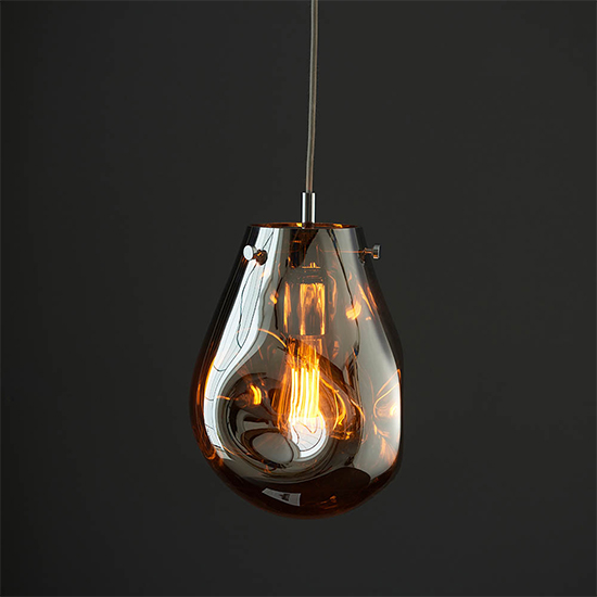 Photo of Lowell blown glass ceiling pendant light in metallic chrome