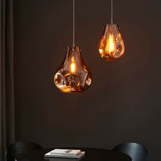 Lowell Blown Glass Ceiling Pendant Light In Metallic Copper