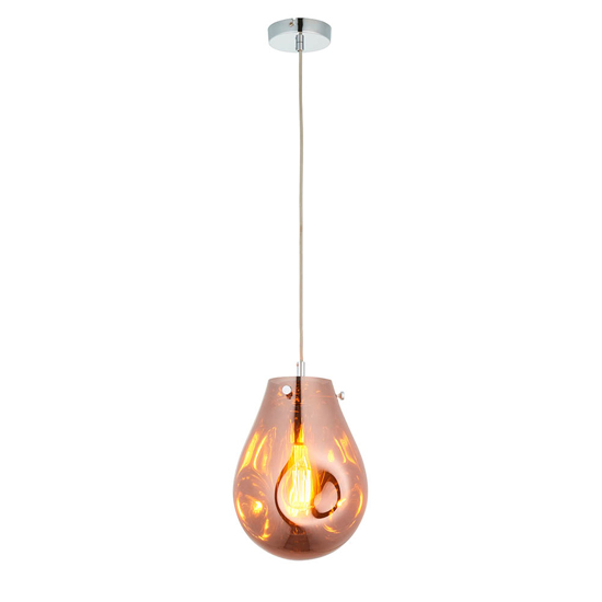 Lowell Blown Glass Ceiling Pendant Light In Metallic Copper