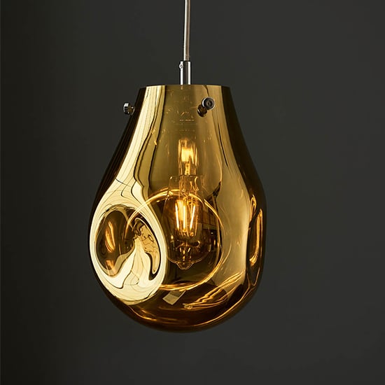 Product photograph of Lowell Blown Glass Ceiling Pendant Light In Metallic Gold from Furniture in Fashion