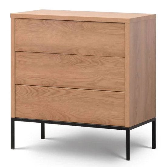 Product photograph of Lowell Wooden Chest Of 3 Drawers In Caramel Oak from Furniture in Fashion