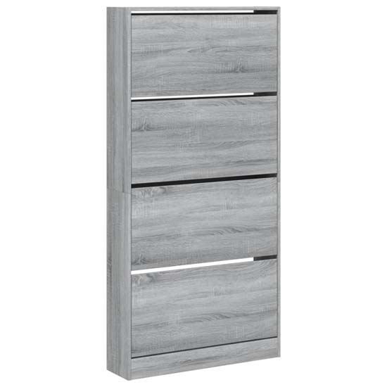 Lowell Shoe Storage Cabinet With 4 Flip-Drawers In Grey Sonoma Oak