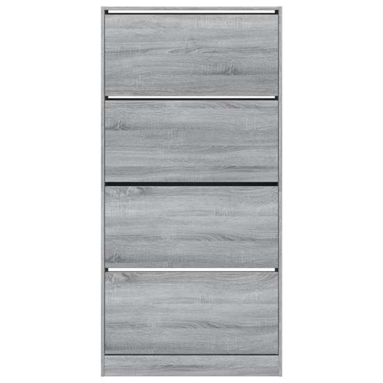Lowell Shoe Storage Cabinet With 4 Flip-Drawers In Grey Sonoma Oak