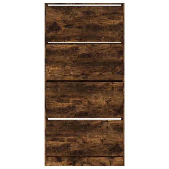 Lowell Shoe Storage Cabinet With 4 Flip-Drawers In Smoked Oak