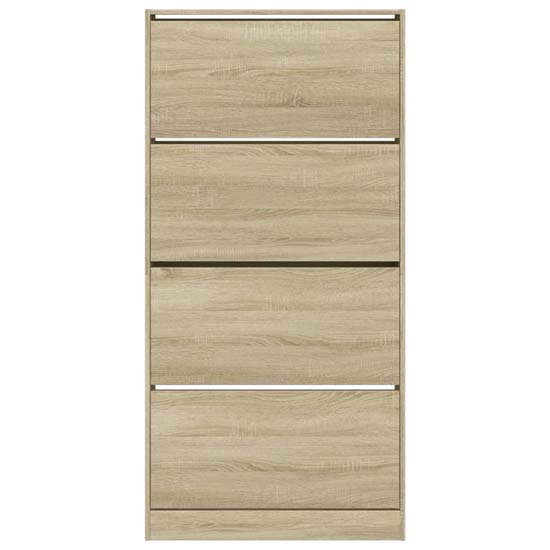 Lowell Shoe Storage Cabinet With 4 Flip-Drawers In Sonoma Oak