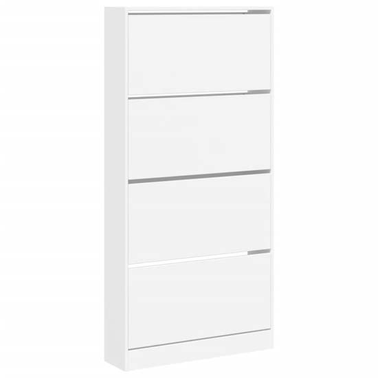 Lowell Shoe Storage Cabinet With 4 Flip-Drawers In White