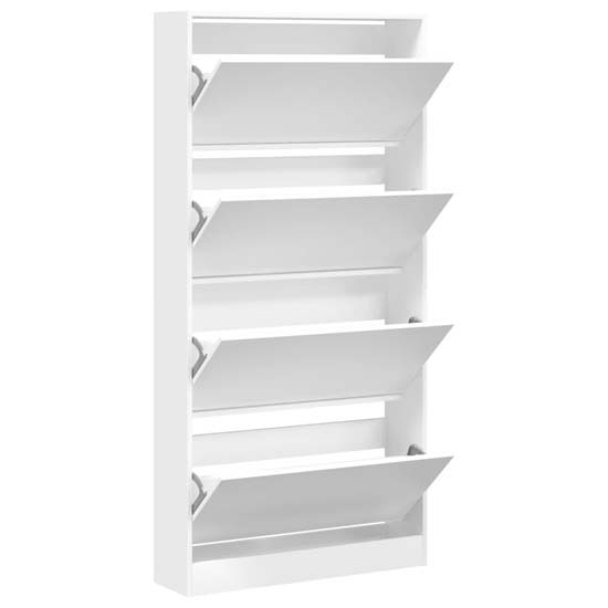 Lowell Shoe Storage Cabinet With 4 Flip-Drawers In White